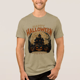 Triblenda Camiseta de cráneo de Halloween vintage de casa em