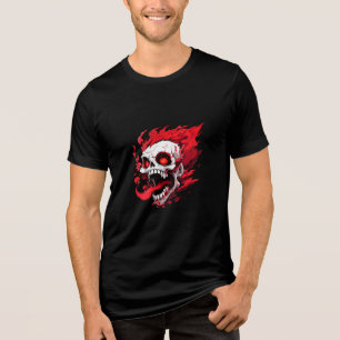 Triblenda Camiseta de cráneo en llamas enfadado