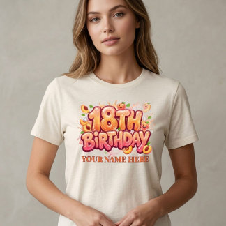 Triblenda Camiseta de cumpleaños 18 personalizada con nombre