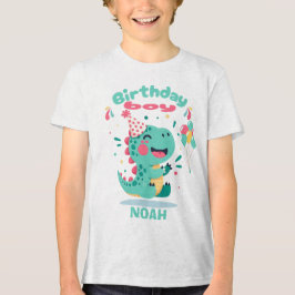 Triblenda Camiseta de cumpleaños de dinosaurio personalizada