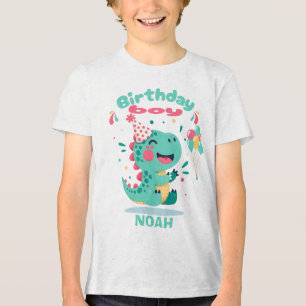 Triblenda Camiseta de cumpleaños de dinosaurio personalizada