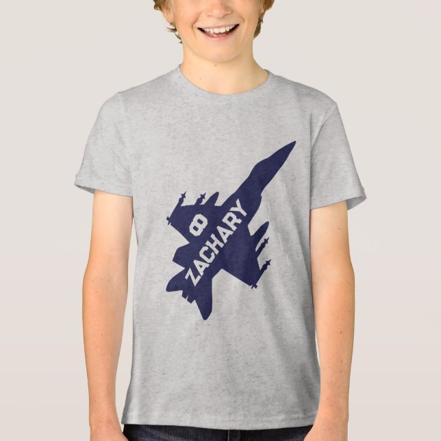 Triblenda Camiseta de cumpleaños del avión de combate (Anverso)