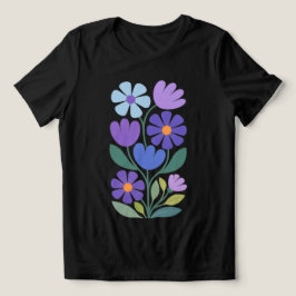 Triblenda Camiseta de encanto índigo de flores abstractas pa