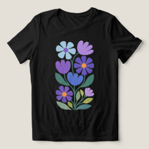 Triblenda Camiseta de encanto índigo de flores abstractas pa