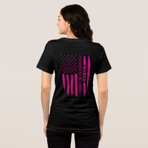 Triblenda Camiseta de enfermera con bandera americana (rosa)