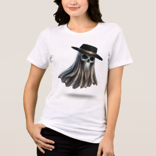 Triblenda Camiseta de Fantasma con Fedora Gótico – Espíritu