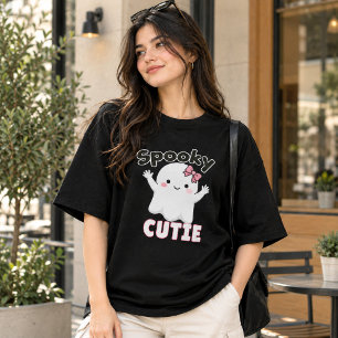 Triblenda Camiseta de Fantasma Cute Espeluznante - Lazo Rosa