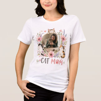 Triblenda Camiseta de foto personalizada de mamá de gato con