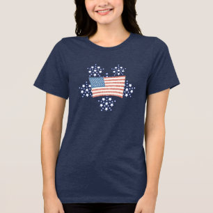 Triblenda Camiseta de fuegos artificiales de estrella blanca