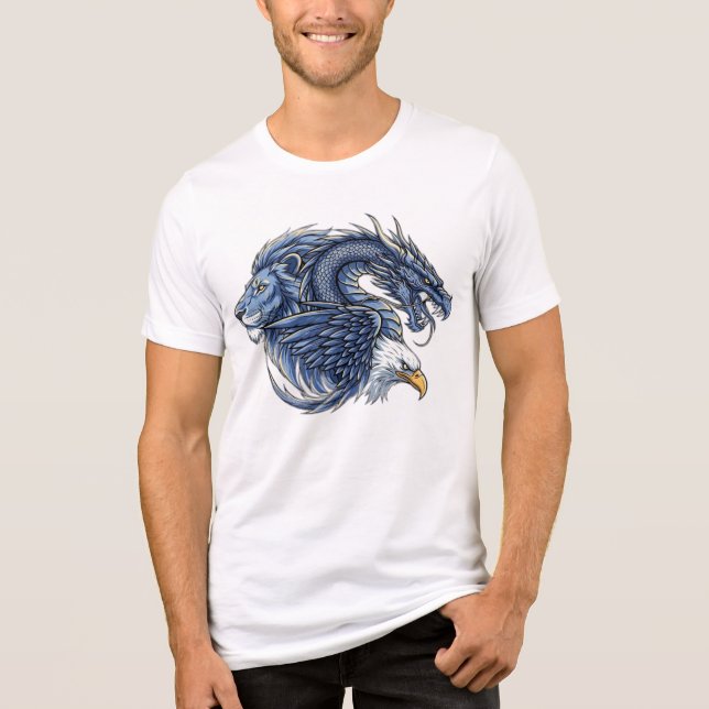 Triblenda Camiseta de fusión de la bestia anime - León, águi (Anverso)