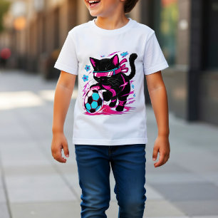 Triblenda Camiseta de fútbol de gato negro" Gato amante del 