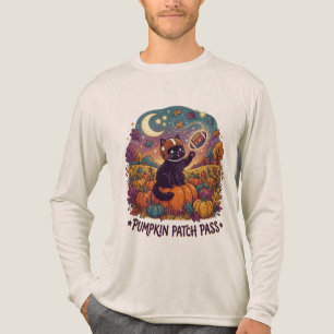 Triblenda Camiseta de fútbol gato negro Pumpkin Patch Pass T