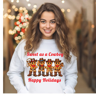 Triblenda Camiseta de galletas de Navidad de vaquero dulce d