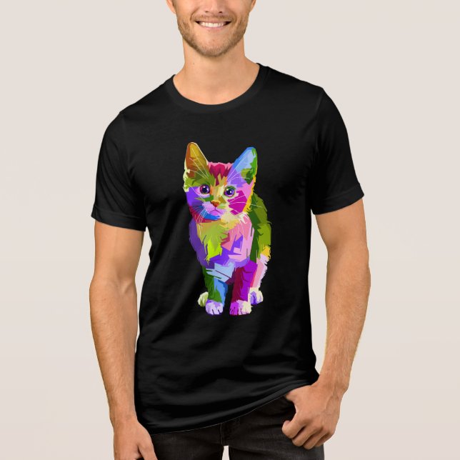 Triblenda camiseta de gatito arcoíris (Anverso)