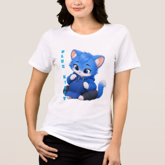 Triblenda Camiseta de gatito azul lindo, sudadera con capuch
