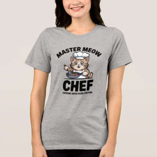 Triblenda Camiseta de gato chef perfecto, divertida camiseta