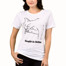 Camiseta de Gato con Dibujo de Línea | Gato Blanco