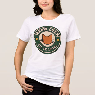 Triblenda Camiseta de gato con parche universitario Meow Cre
