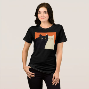 Triblenda Camiseta de gato en blanco y negro
