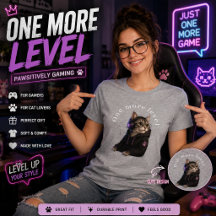 Camiseta de gato jugador de un nivel más | Gato ju