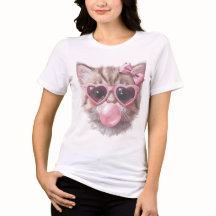 Camiseta de gato lindo con chicle
