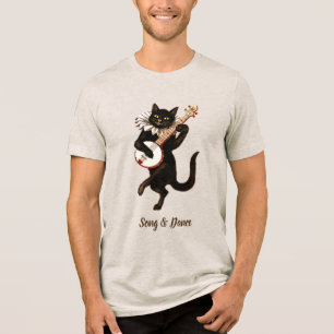 Triblenda Camiseta de gato musical de canción y baile