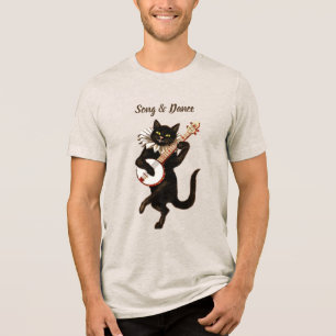 Triblenda Camiseta de gato musical de canción y baile