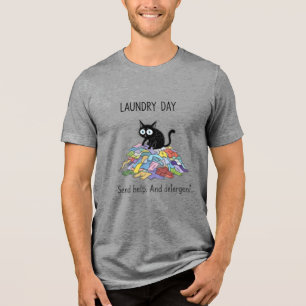 Triblenda Camiseta de Gato Negro Amante del Día de Lavanderí