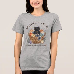 Triblenda Camiseta de Gato Tejiendo Estrella de la Luz Tejed