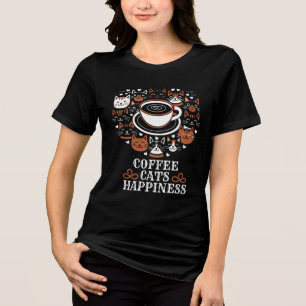 Triblenda Camiseta de Gatos Felices Café Amante de Gatos