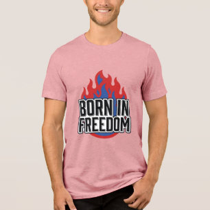 Triblenda Camiseta de grabado vintage Born In Freedom Flame