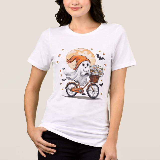 Triblenda Camiseta de Halloween con bicicleta de ghost - Div (Anverso)