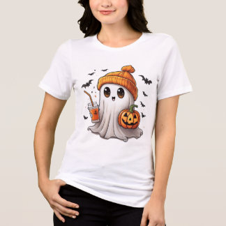 Triblenda Camiseta de Halloween con calabaza de fantasma - A