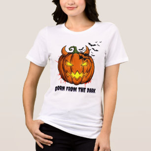 Triblenda Camiseta de Halloween de Calabaza y Murciélagos -