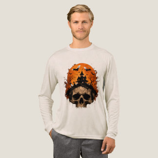 Triblenda Camiseta de Halloween de Cráneo de Casa Embrujada