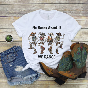 Triblenda Camiseta de Halloween de esqueleto bailando vaquer