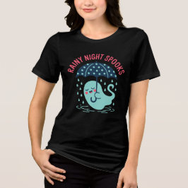 Triblenda Camiseta de Halloween de fantasma lindo asustado e