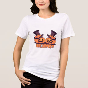 Triblenda Camiseta de Halloween de Mujer con Calabaza