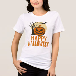 Triblenda Camiseta de Halloween del Árbol Siniestro y Calaba