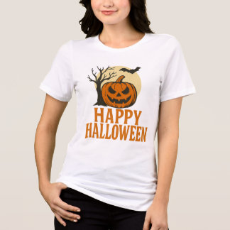 Triblenda Camiseta de Halloween del Árbol Siniestro y Calaba