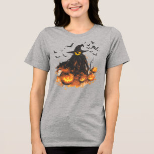 Triblenda Camiseta de Halloween del Segador de Calabaza Malv