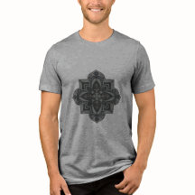 Camiseta de hombre con mandala geométrico gris y n