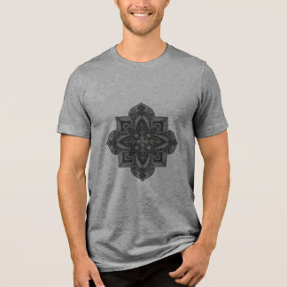 Triblenda Camiseta de hombre con mandala geométrico gris y n