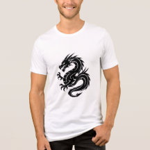 camiseta de hombre con símbolo de dragón blanco