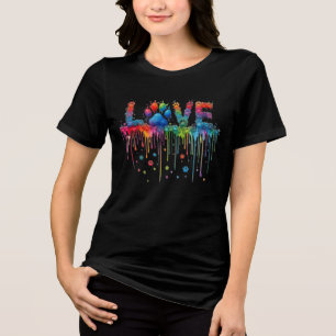 Triblenda Camiseta de Huella de Garra de Acuarela Arcoíris L
