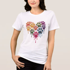 Triblenda Camiseta de Huellas de Perro Formando un Corazón -