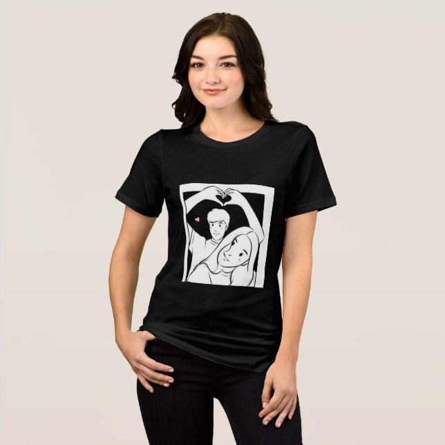 Triblenda Camiseta de Ilustracion de pareja romántica - amor (Anverso Completo)