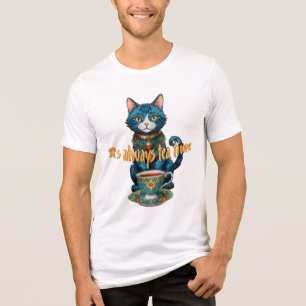 Triblenda Camiseta de Ilustracion de té para gato caprichoso