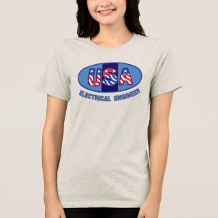 Triblenda Camiseta de ingeniero eléctrico patriótico