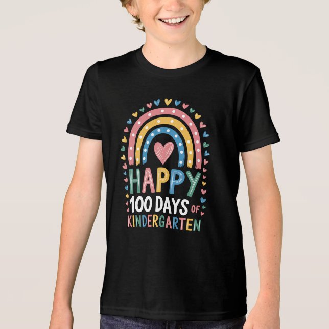 Triblenda Camiseta de jardín de infancia escolar de 100 días (Anverso)